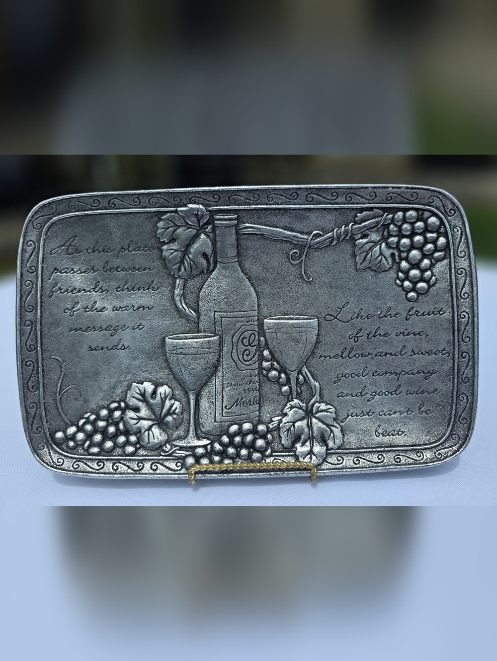 Vintage Carson Statesmetal Handcrafted Friendship Wine & Cheese Tray